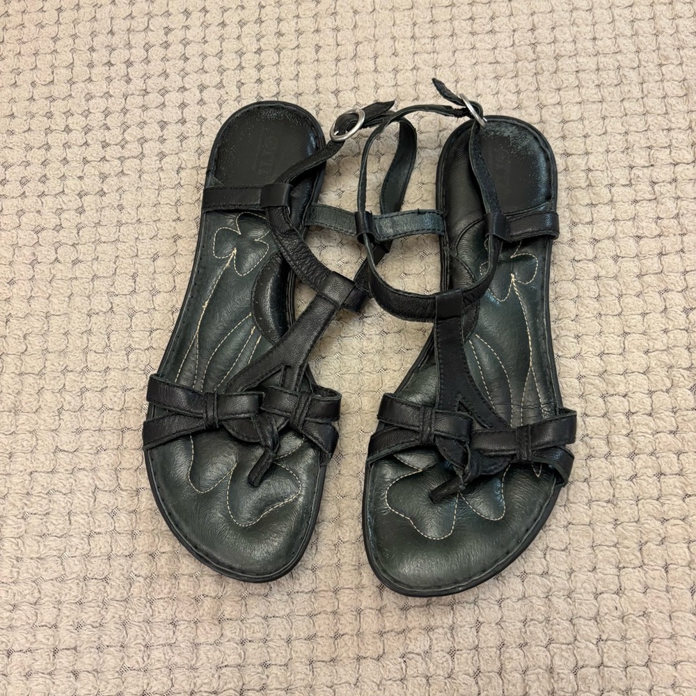 Born Black Leather Sandals